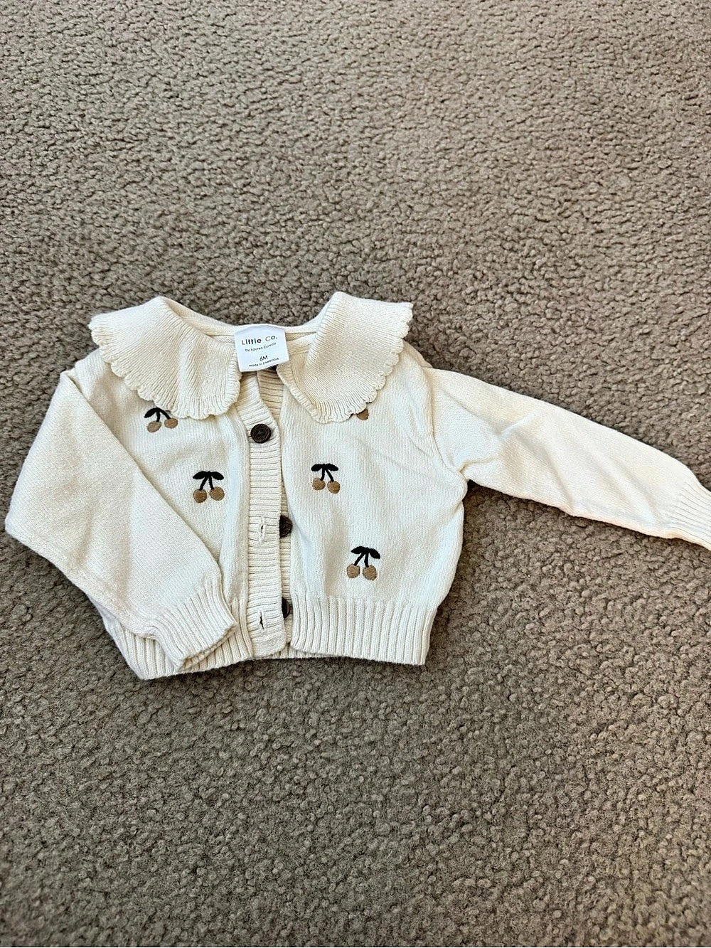 Little Co. by Lauren Conrad Cherry Knit Cardigan Cream Sweater